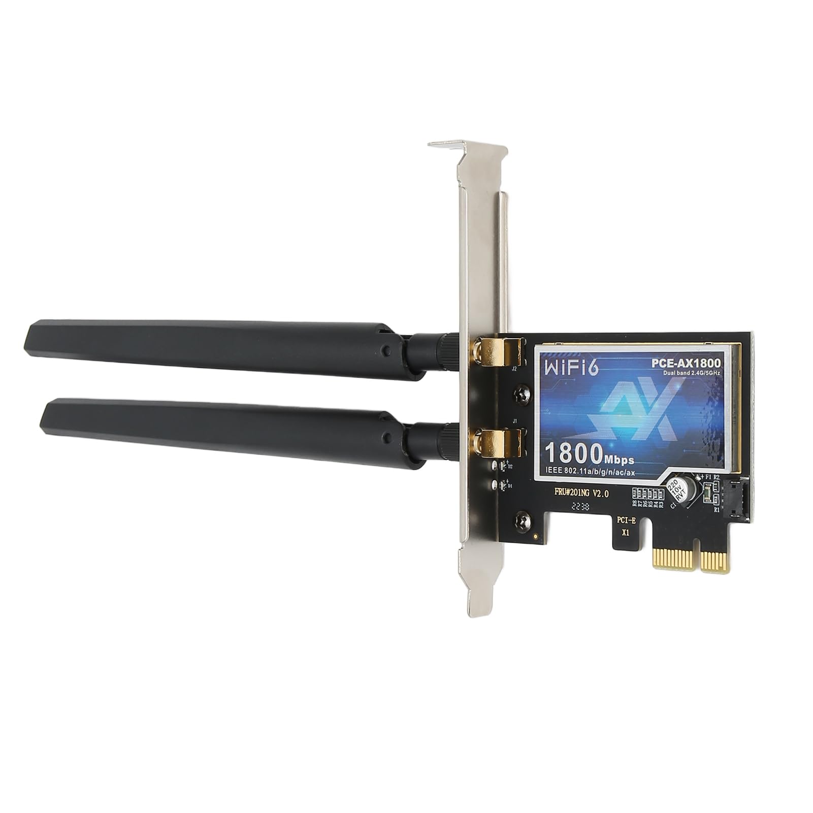 Carte PCIe WiFi 6E 1800 Mbps adaptateur réseau double bande BT 5.2 Plug and Play pour ordinateur de bureau avec 2 antennes et déflecteur court