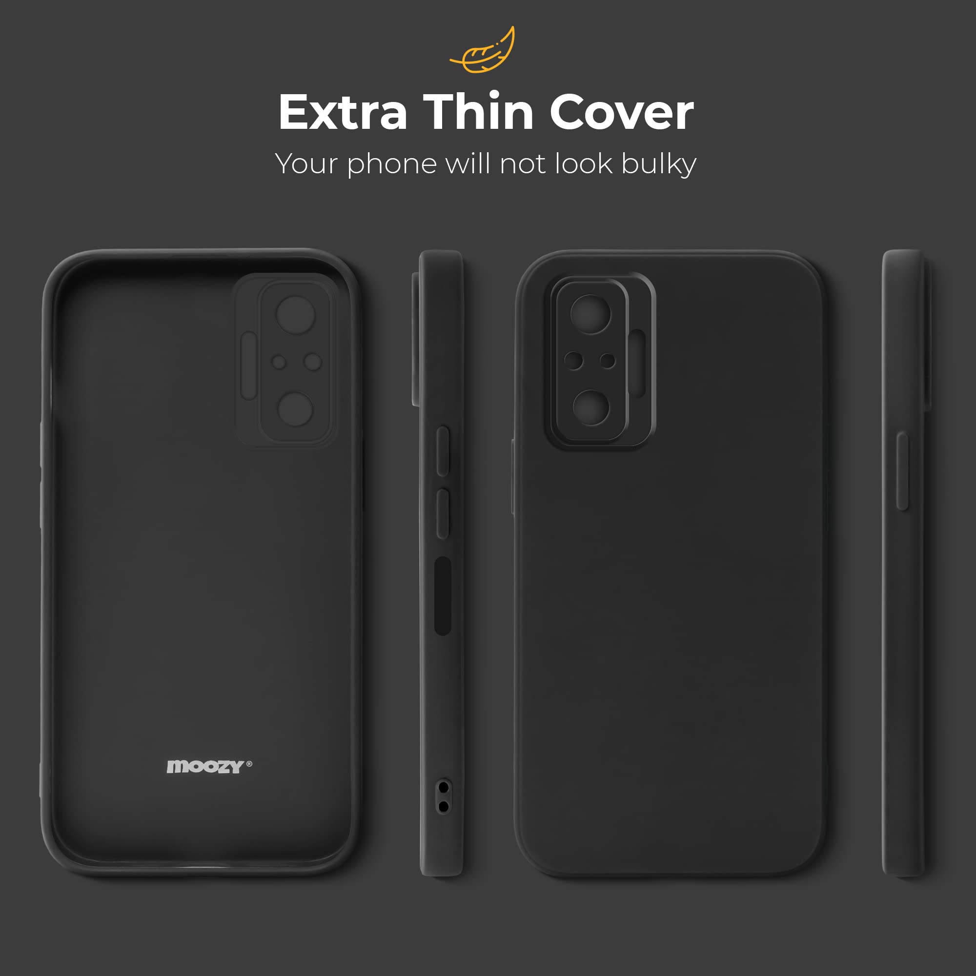 Moozy Minimalist Series Cover In Silicone Per Xiaomi Redmi Note 10 Pro/Pro Max - Nero Opaco - 2