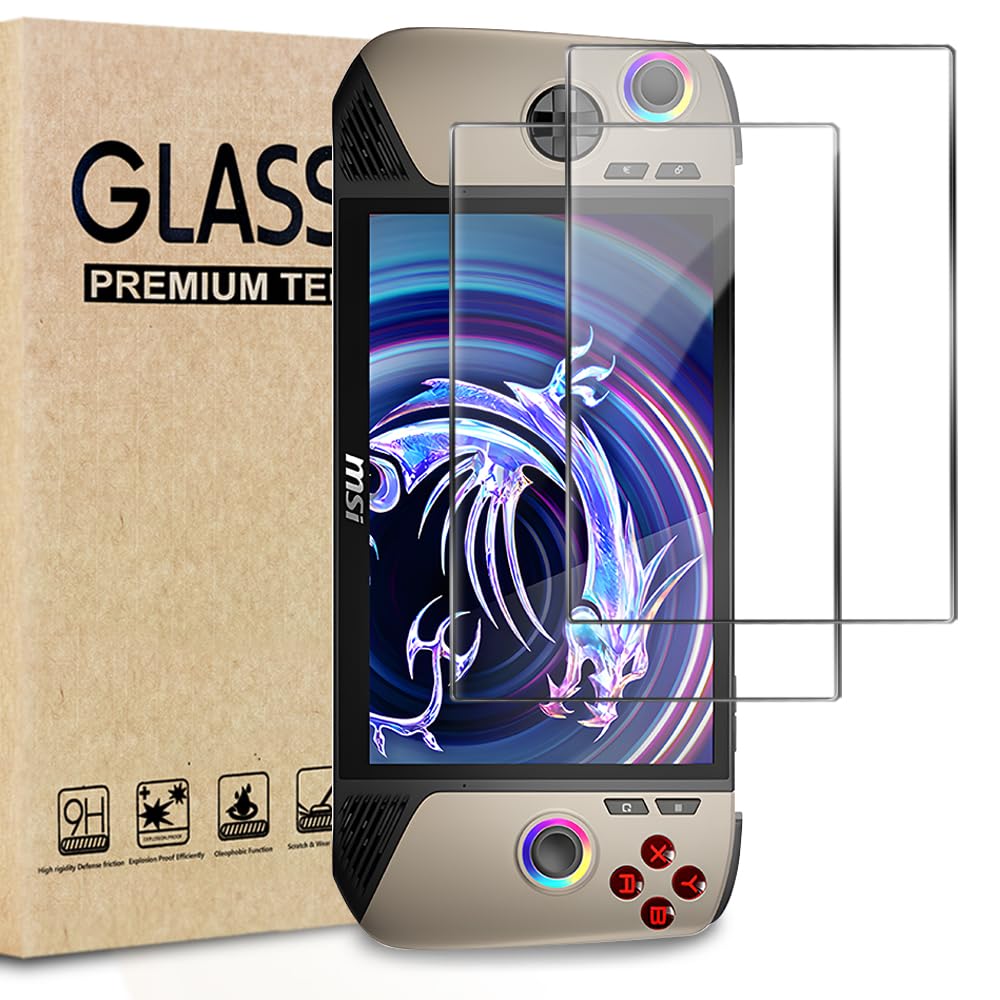 Lot de 2 Films de Protection D'écran en Verre Trempé pour MSI Claw 8 AI+ A2VM Handheld 2025, 8 Pouces, Transparent Ultra HD, Anti-Rayures, Anti-Traces, Sans Bulles