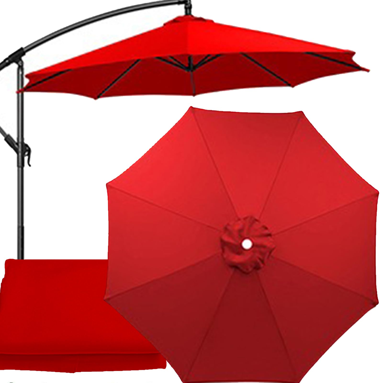 2m-4m Replacement Parasol Canopy with Top Vent, UPF 50+ Garden Parasol Replacement Canopy, 6/8 Rib replacement parasol fabric cover for Garden Umbrella (Red,6 Ribs-3m(9.8ft)) — image 1
