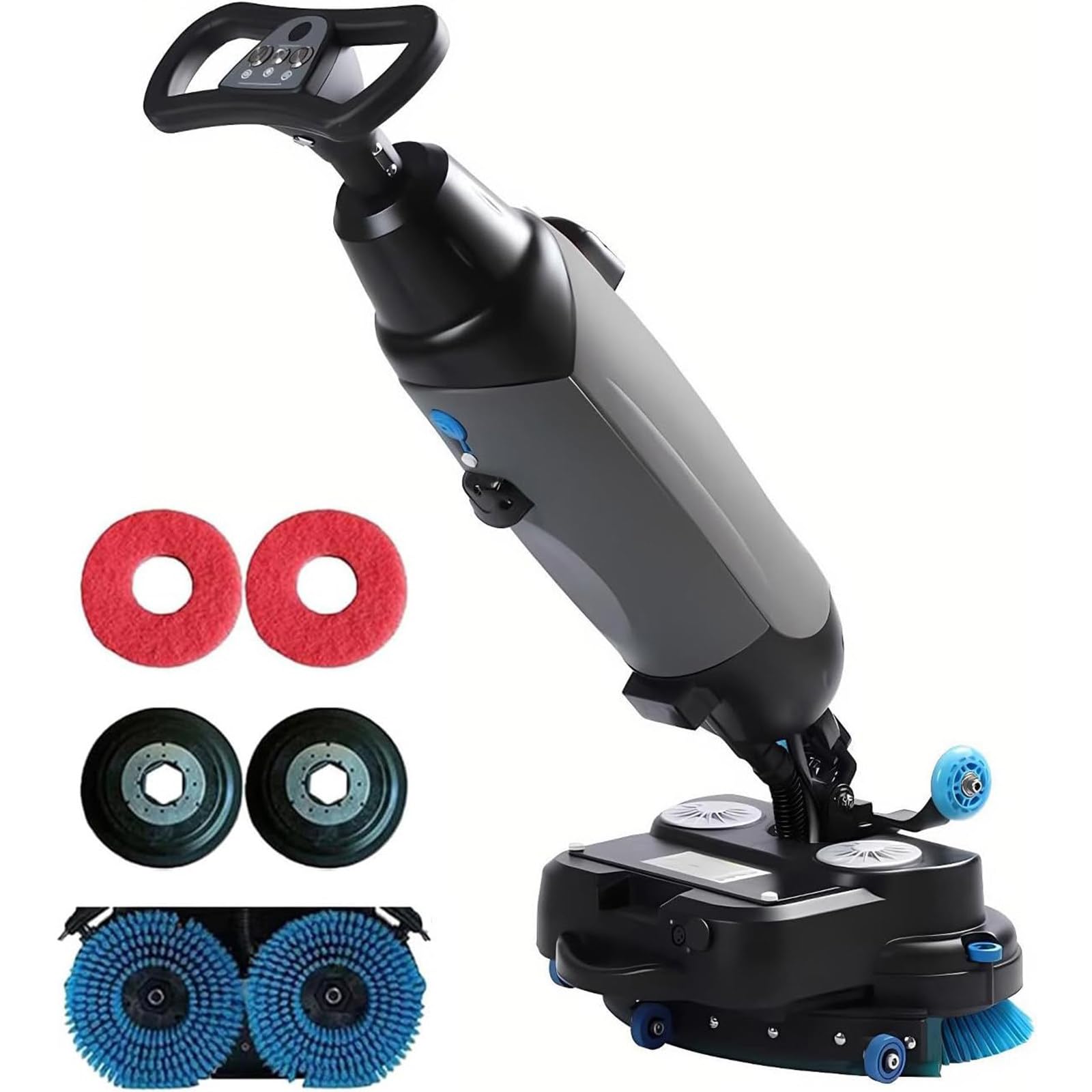 ZYLDDS Walk Behind Floor Scrubber Dryer,Commercial Electric Floor Scrubber Tile Polisher,17" Cleaning Width,Coverage 13000 Sqft/H,for Wooden Floors,Tiles,Terrazzo,Marble,Cement Floors Grey