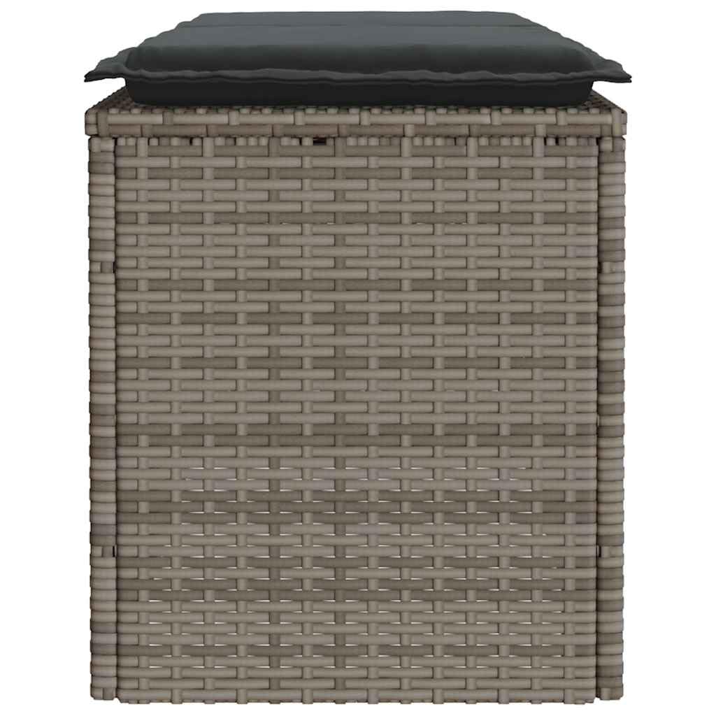 vidaXL Banco de jardín con cojín ratán sintético Gris 110x40x44 cm