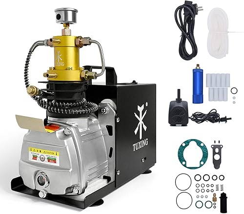 TUXING Compresor de aire eléctrico de 4500Psi 300Bar Pcp, compresor de alta presión para rifles de aire Pcp, paintball y tanques de buceo, pruebas