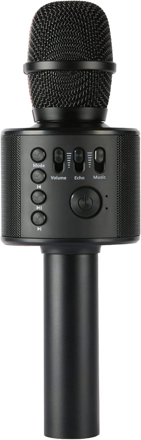 Core Innovations Wireless Bluetooth Karaoke Microphone with Built-in Speakers + HD Recording, Portable Handheld Mic | Black