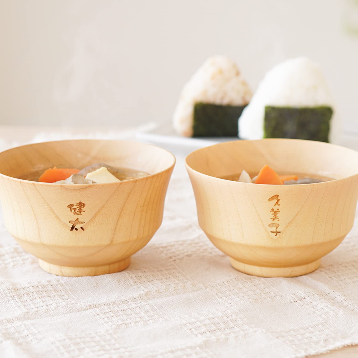 Amazon.co.jp: きざむ 名入れ ナチュラル 汁椀 ペア ギフト 贈り物