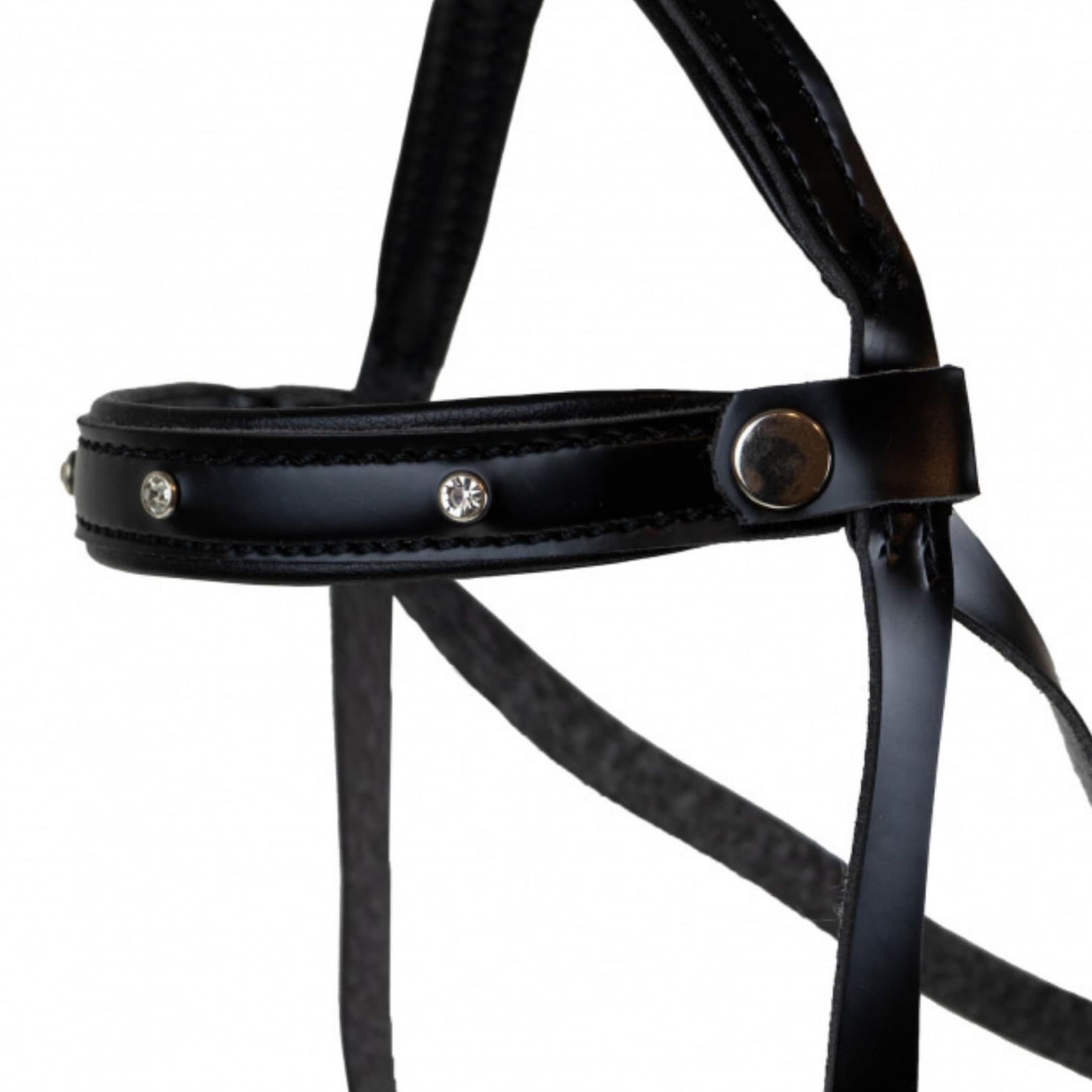 RL24 - Hobby Horse Trense für Steckenpferd – austauschbares Stirnband – aus Kunstleder – Hobby Horse Zubehör – Stockpferd Trense in Schwarz