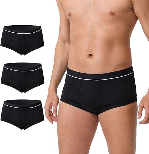 Ropa interior lavable para incontinencia para hombre, calzones de algodón a prueba de fugas con bragueta, parte delantera y trasera, a prueba de