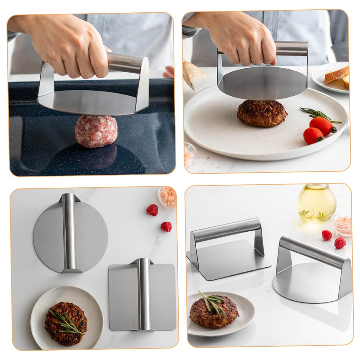 Toddmomy 2 Stück Burgerpresse Teiliges mit Ergonomischem Griff zum von Patties für Hamburger und Steaks Langlebiges Küchenwerkzeug für Grillliebhaber