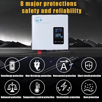 Hybrid Solar Inverter 2300W DC 12V 24V 48V to AC 110V/220V AC Genuine Sine Wave Power Converter with LCD Display 60A MPPT Charging Controller, 12v to 220v