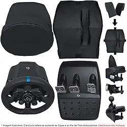 Qualicapas Kit de Capas Protetoras para Volante, Base e Pedais G29 G920 G923 + Capa para Câmbio Driving Force Shifter Simulador Gamer Logitech