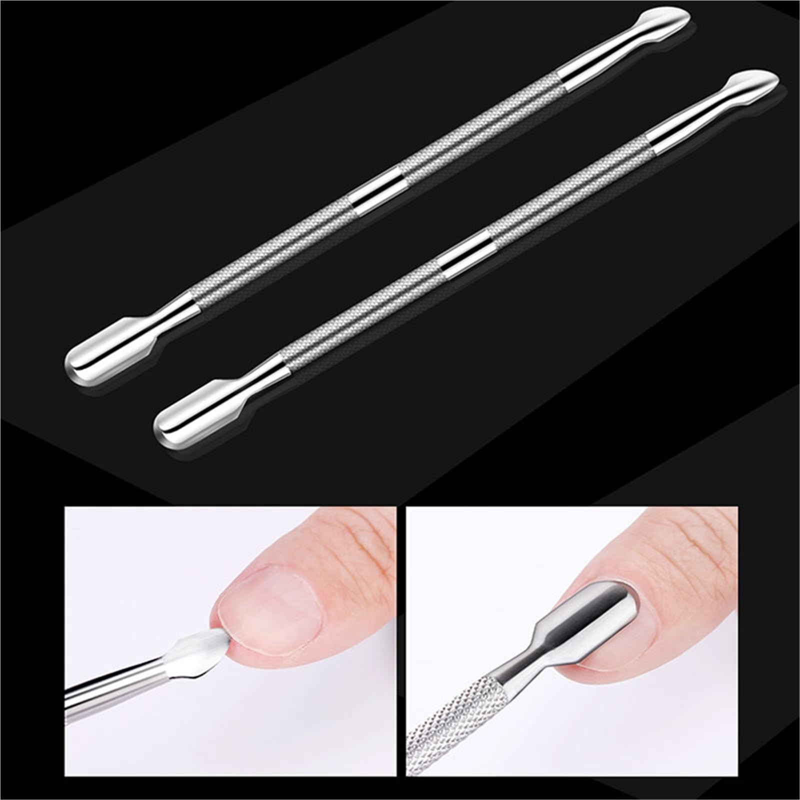 Corta Cuticulas Juego de 3 uds pinzas for cutícula uñas, tijeras, cortapelos, eliminador tenedor con piel muerta, alicates, empujador, herramientas belleza artísticas acero inoxidable para Manicura