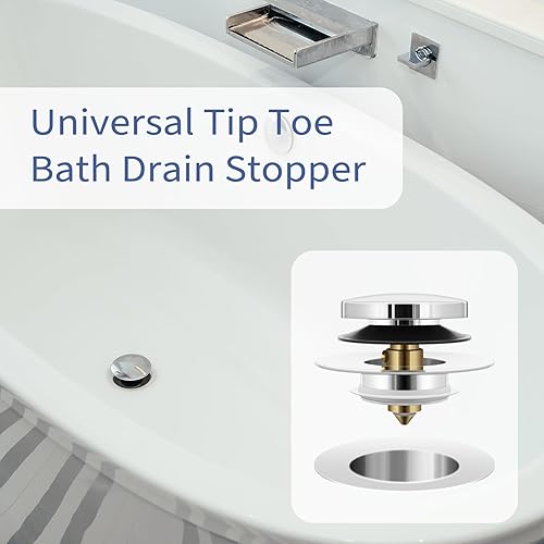Miniatura 6 de Tapón y cubierta universal para bañera con punta  Tapón de drenaje de baño desplegable, reemplaza la elevación y giro de la bañera o los desagües de