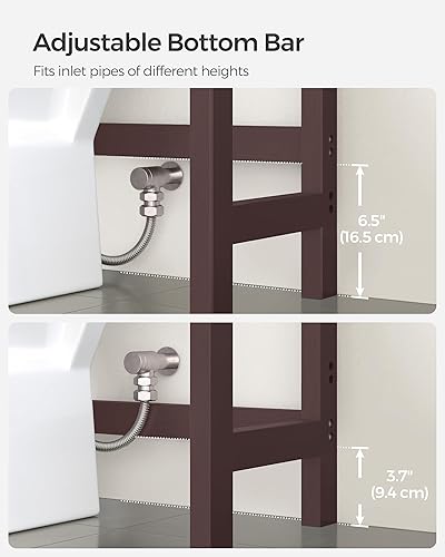 Vista 5 de SONGMICS Over The Toilet Storage, 3-Tier Over Toilet Bathroom Organizer with Adjustable Shelf, 10.2 x 24.8 x 66.9 Inches, Space-Saving, Brown Marrón