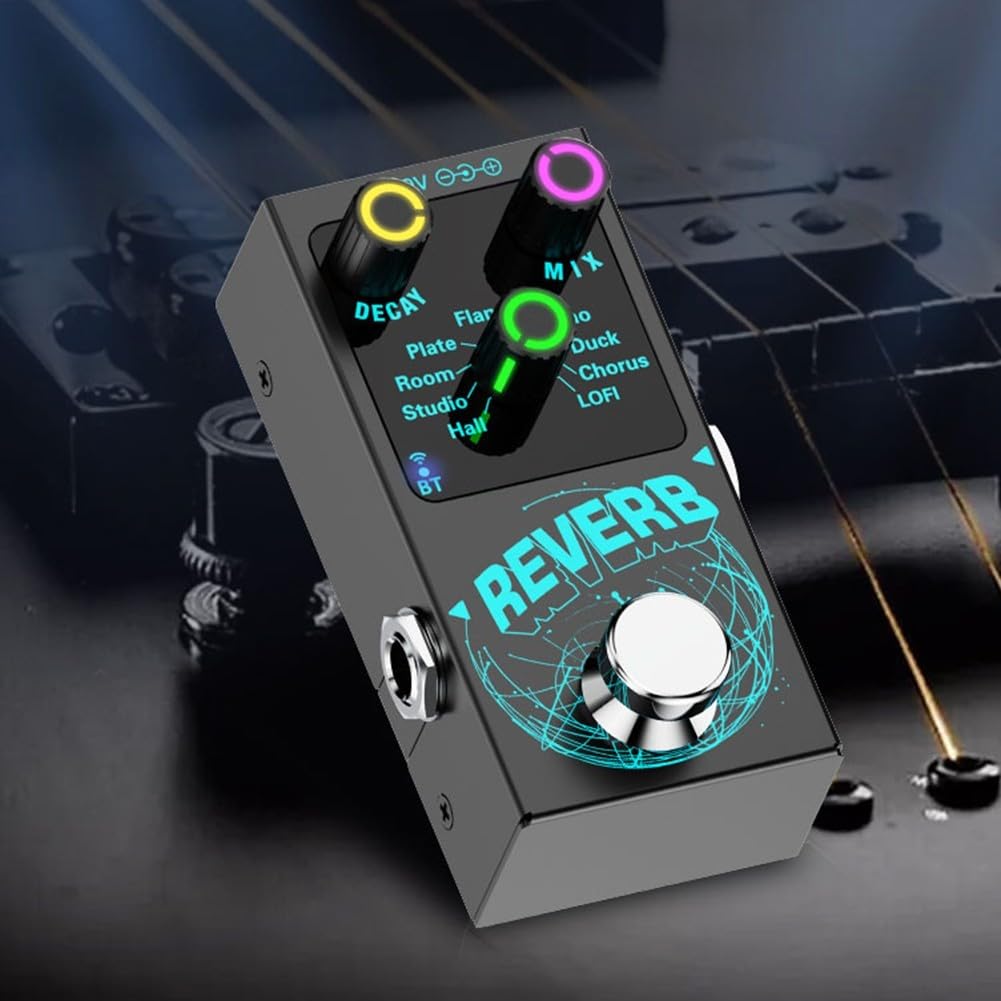 Pédale de réverbération numérique professionnelle pour guitare avec commandes conviviales et effets multiples