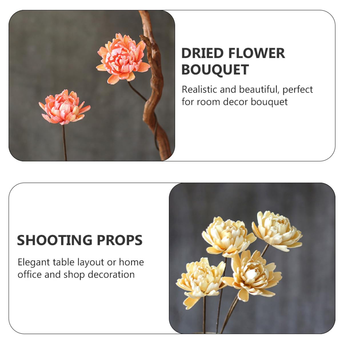Alipis 6pièces Bouquet Décoratif Naturel Séché De Fleurs Préservées pour Décoration Intérieure Artisanat Ambiance Naturelle pour Maison Et Événements