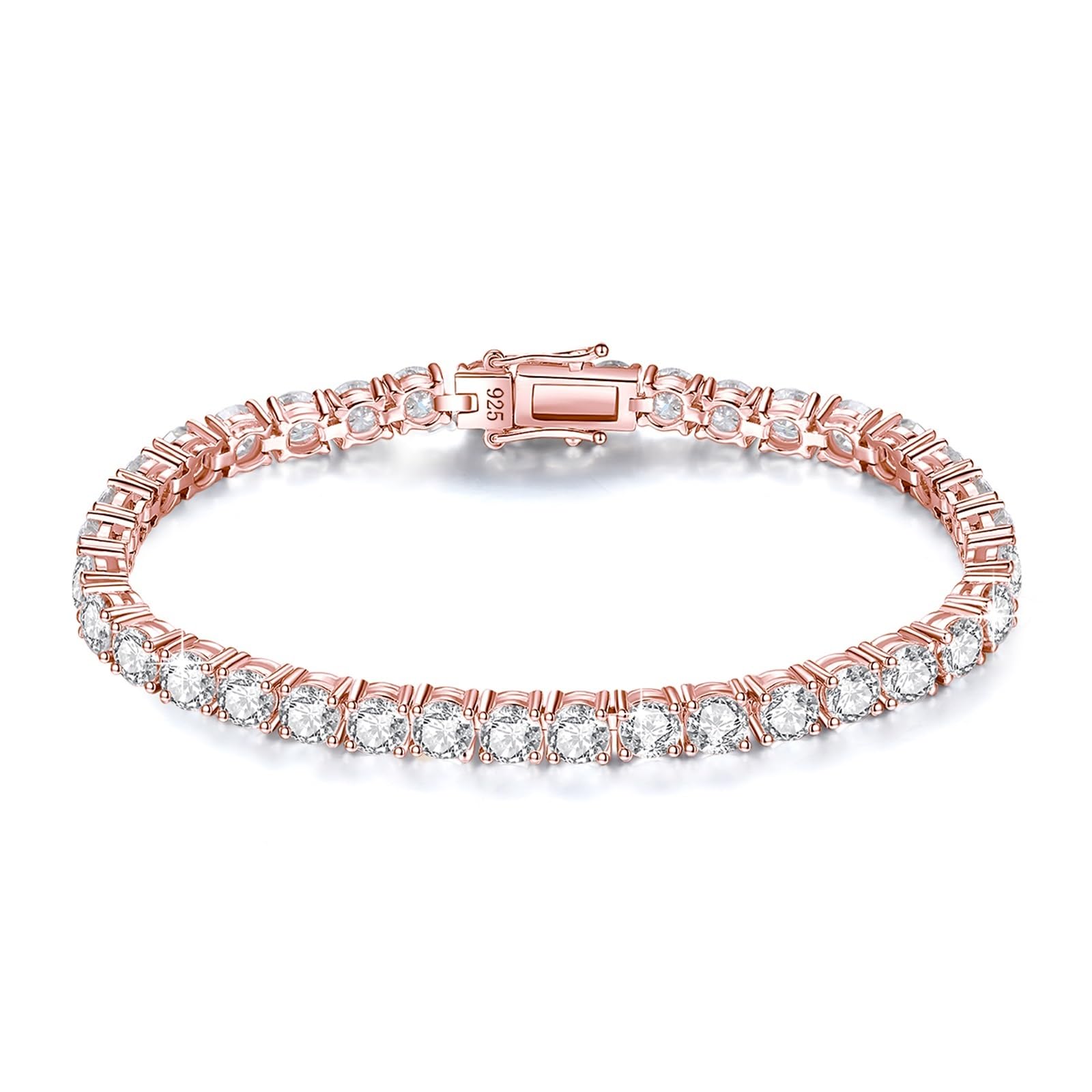 LYGBAOFUL Armband Echt vergoldetes Roségold-Moissanit-Diamant-Tennisarmband für Damen, Silber 925, Hochzeitsaccessoires, edler Schmuck (Gelbgold, 22 cm, 3,0 mm, 0,1 Karat)