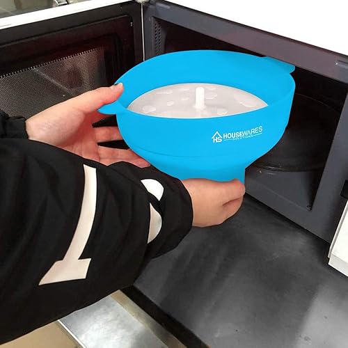 Miniatura 2 de Plegable De Silicona Microondas De Aire Caliente Popcorn Popper Bowl Con Tapa Y Asas - Aqua