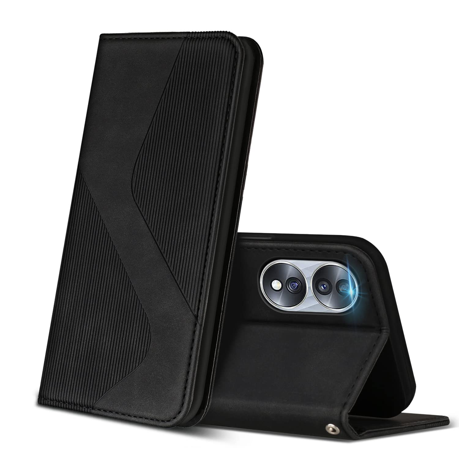 Case Compatible with Honor 70, Premium PU Leather Wallet Case with [Card Slots] [Viewing Stand], Shockproof Flip Cover for Honor 70 (Black)