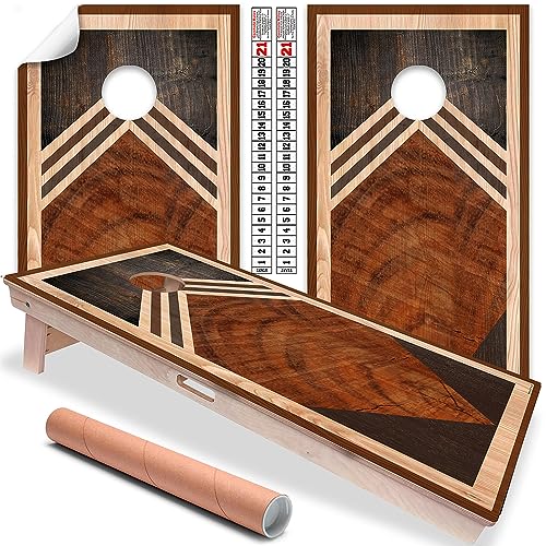 Cornhole Board Wraps & Skins Corn Hole Decals Geometric Wood Set of 2