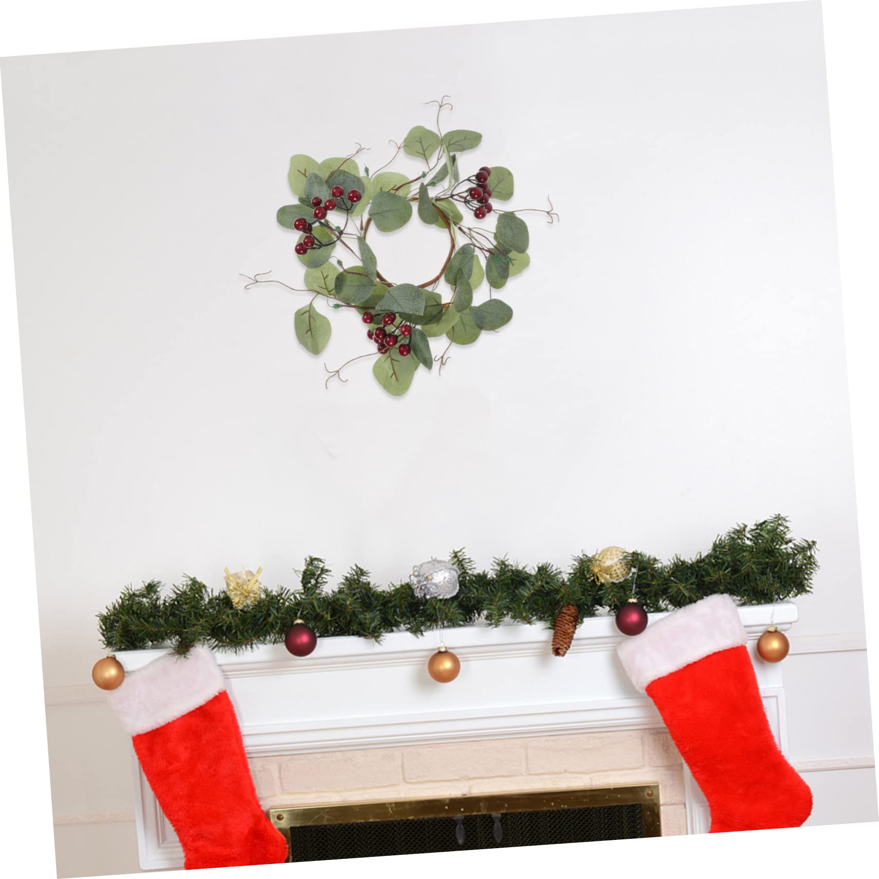 ABOOFAN 4 Coronas De Eucalipto Artificiales para Navidad Decoración Festiva para Fiestas.