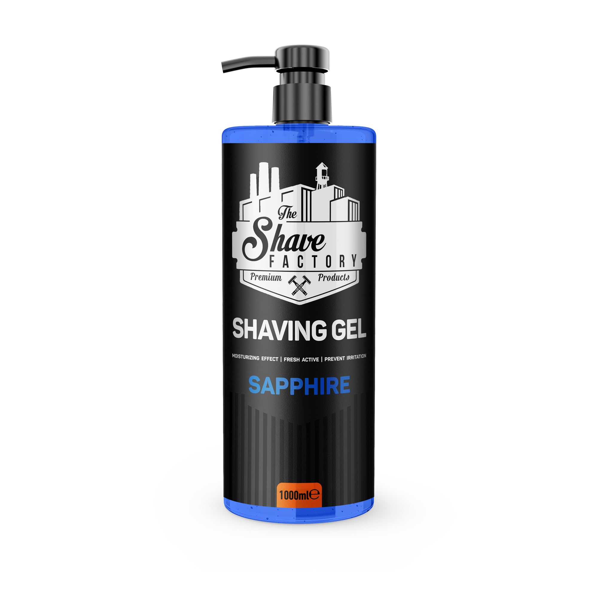 The Shave Factory - Shaving Gel | Non-Irritating | Precise shave on face and body | Shaving gel for men | Moisturizes the skin (Sapphire (1000ml - 33.81 Fl. Oz))