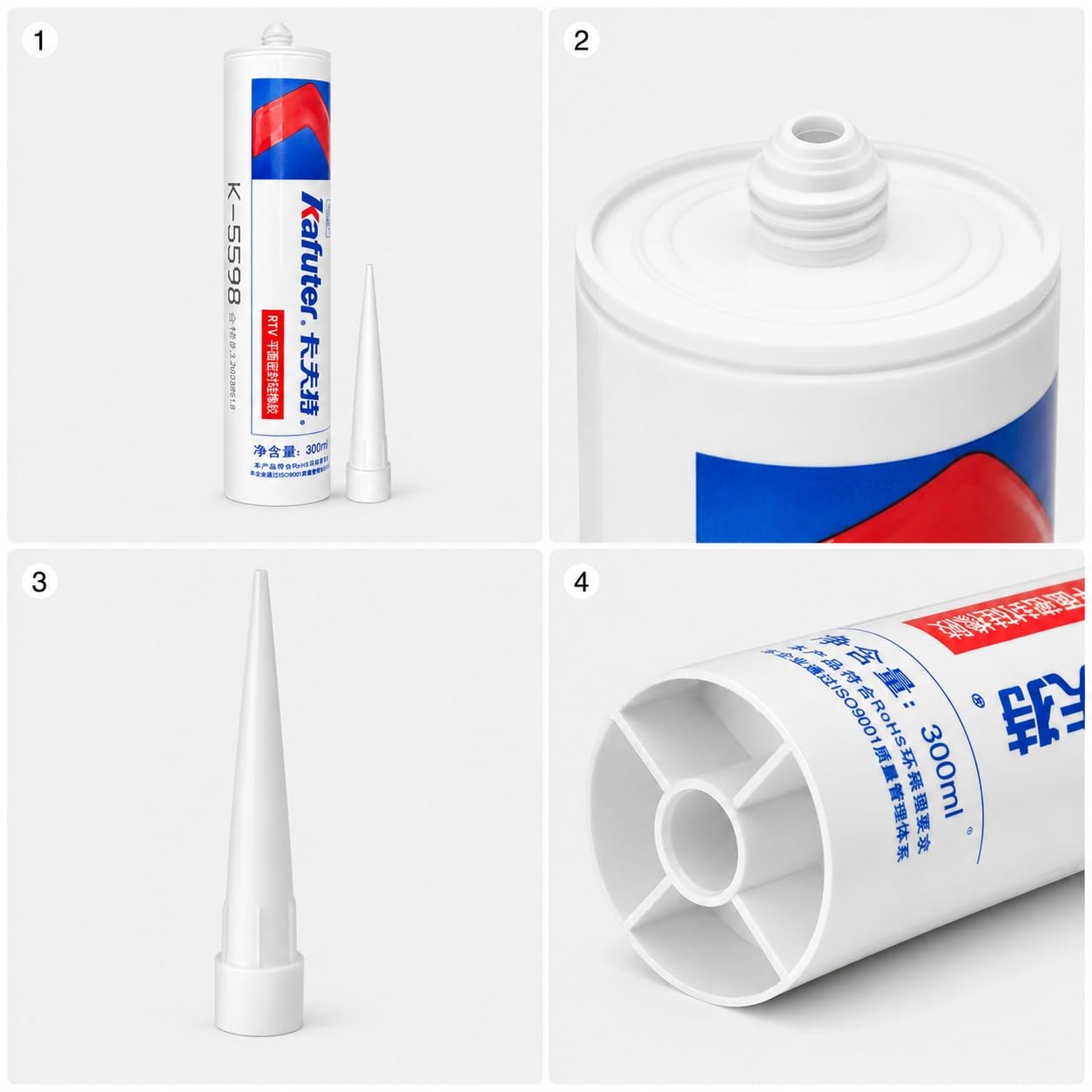 VIDOO Kafuter K-5598 Colle Pâte Mastic d'Assemblage 300ml, Adhésif d'Étanchéité Neutre sans Odeur pour Moteurs à Combustion