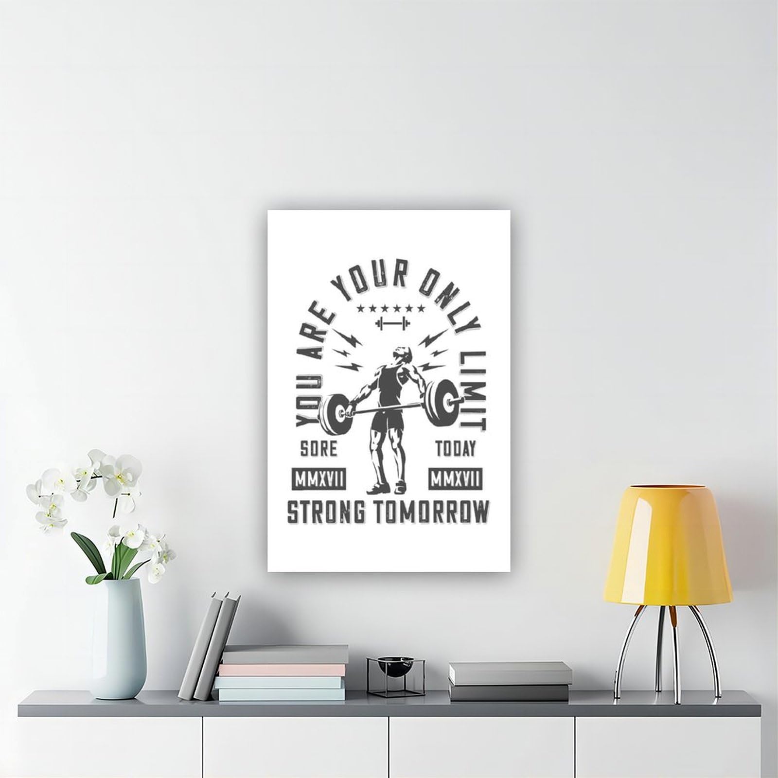 Póster motivacional con texto en inglés "You Are Your Only Limit" con cita moderna de ejercicio físico para decoración de gimnasio, hogar, estudio, oficina, 60 x 90 cm