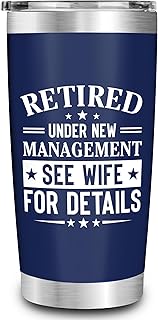 FUNITZ Retirement Gifts for Men 2026 - Retired Under New Management - Retirement Tumbler for Men Husband, Boyfriend, Father, Boss - Cool Gifts 20oz Navy Tumbler Birthday, Anniversary, Christmas