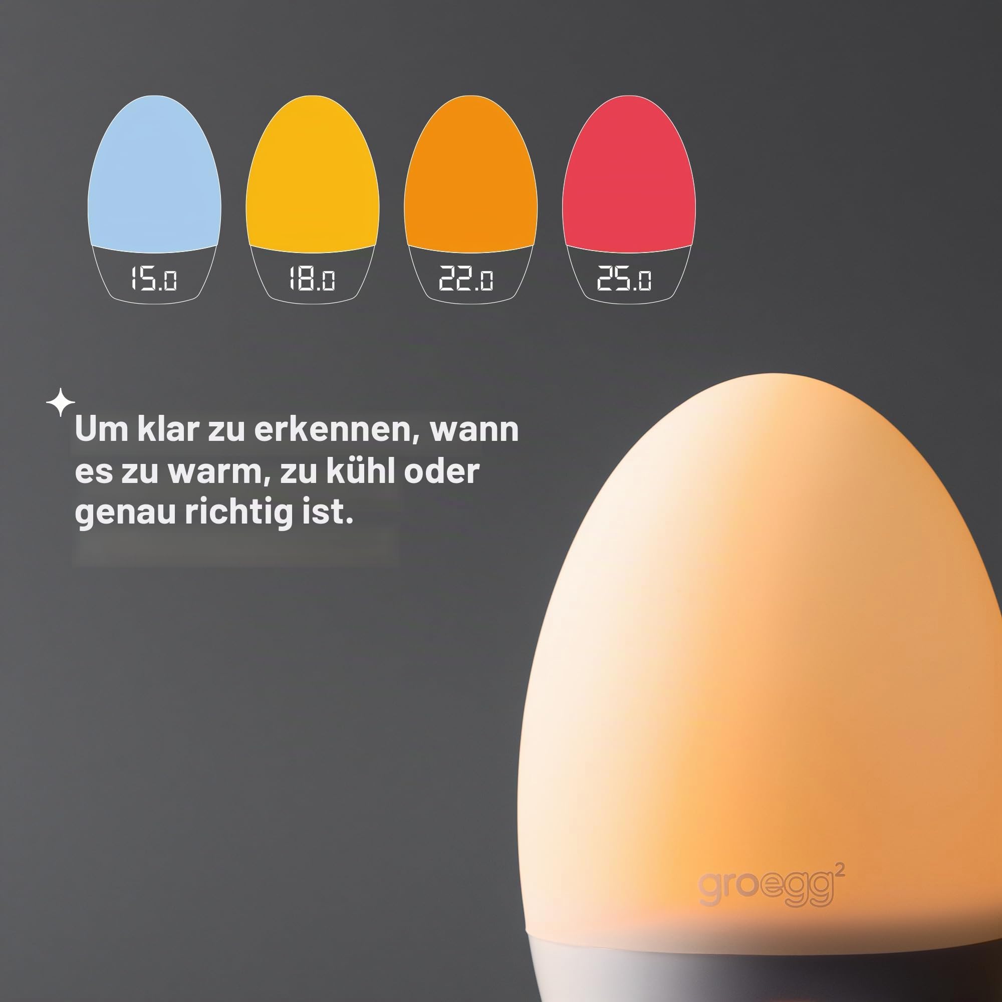 Tommee Tippee GroEgg2 Digitales Raumthermometer und Nachtlicht in verschiedenen Farben, USB-betrieben