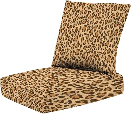 Miniatura 1 de Juego de 2 cojines de asiento profundo de leopardo sin costuras con estampado de piel de animales salvajes para silla de comedor, cojines de asiento