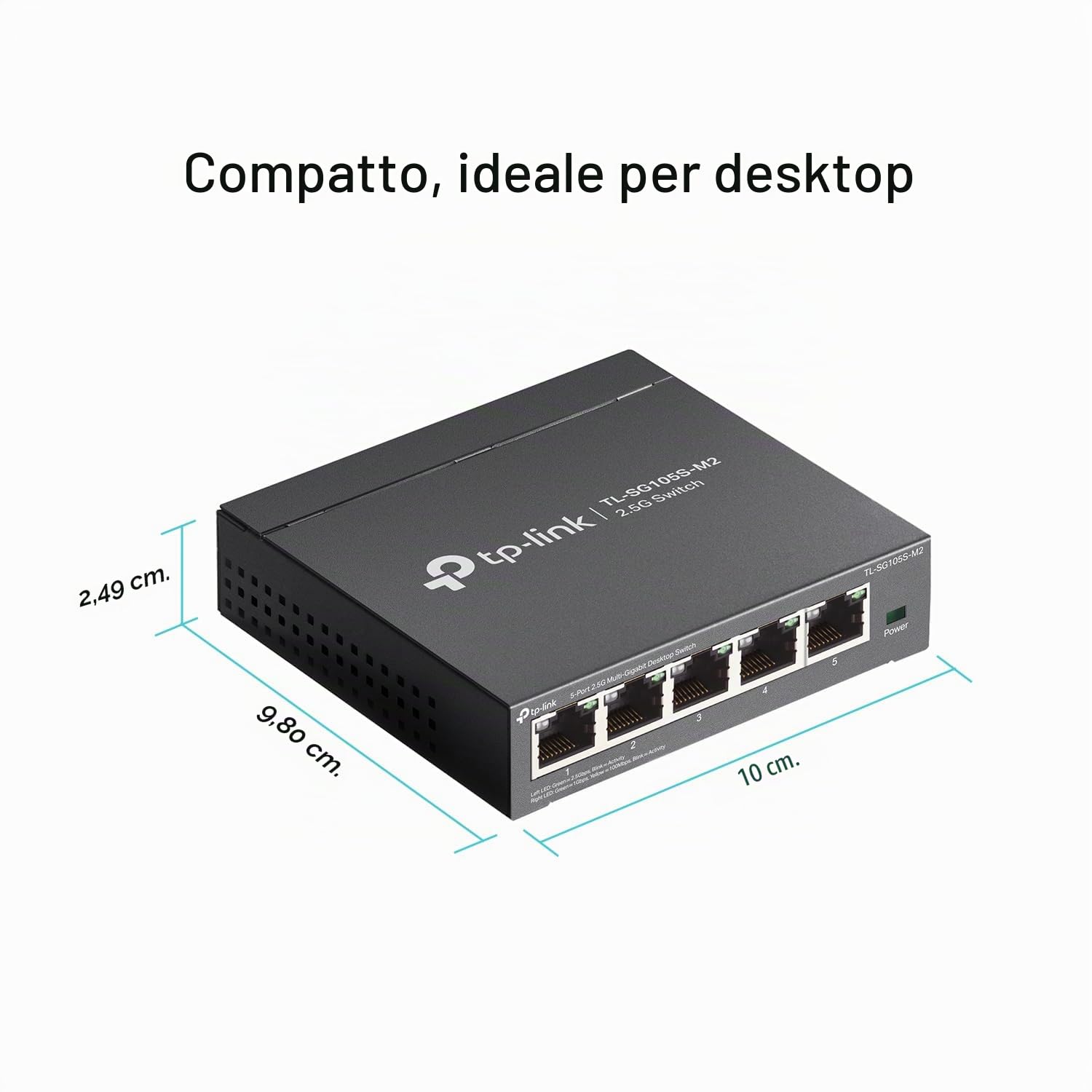 TP-Link TL-SG105S-M2 | Switch di rete non gestito multi-Gigabit a 5 porte 2,5 G, splitter Ethernet | Larghezza di banda 2,5 G | Plug & Play | Montaggio desktop/parete | Design in metallo senza ventola