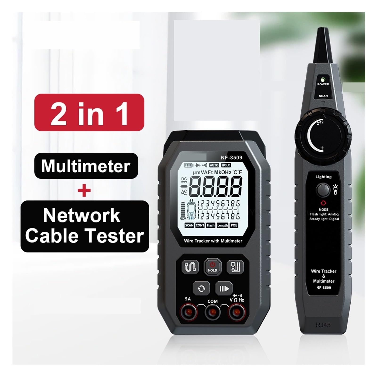 Tester Kabli Sieciowych NF 8509 Do Multimetru Rezystancja Napięcia Prądu Test POE NCV AC DC LCD Wire Tracke Lekki I PrzenośNy