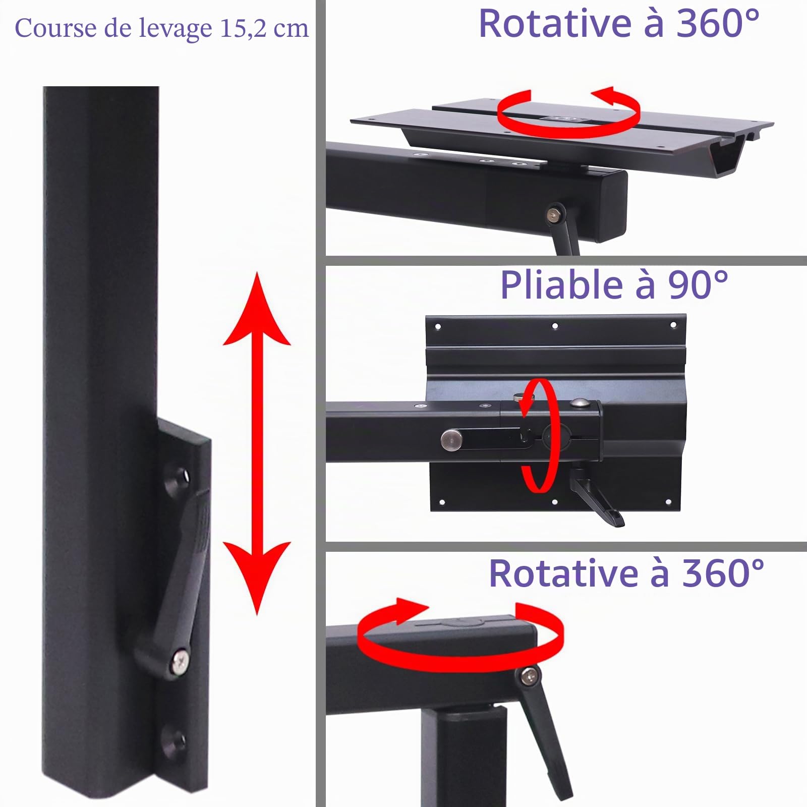 Pied de table de camping-car amélioré avec table pliable, pivotante à 360°, en aluminium de qualité supérieure, accessoires pour camping-car et ponton