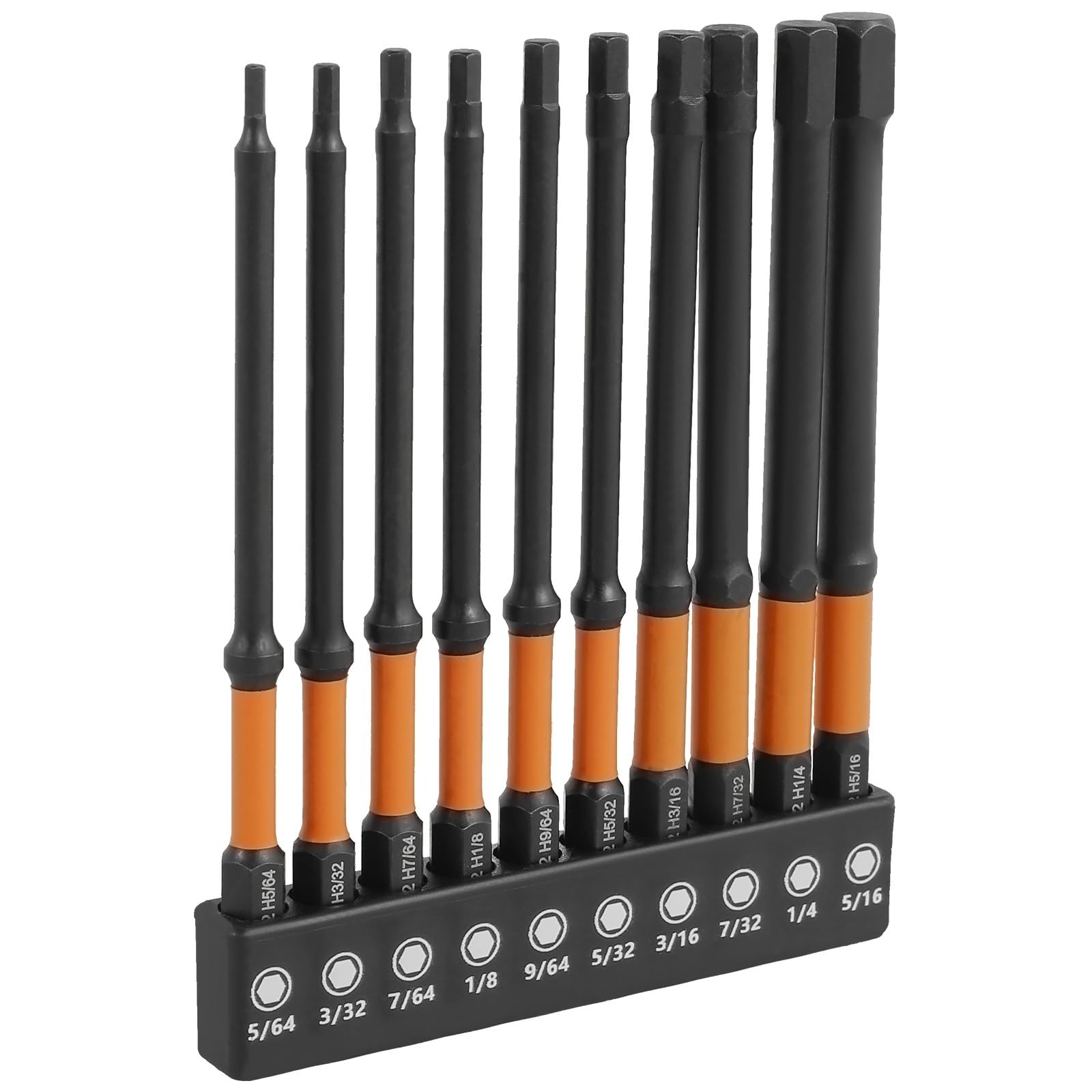 Brocas de llave Allen imperial SAE con vastago hexagonal de 1/4 y puntas magneticas set de 10