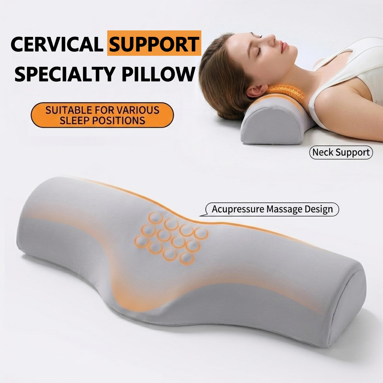 Cuscino Cervicale, Cuscino Ortopedico Ergonómico In Memory Foam Per Sostenere La Cervicale E Alleviare Il Dolore, Ideale Per Dormire Bene E Migliorare La Postura