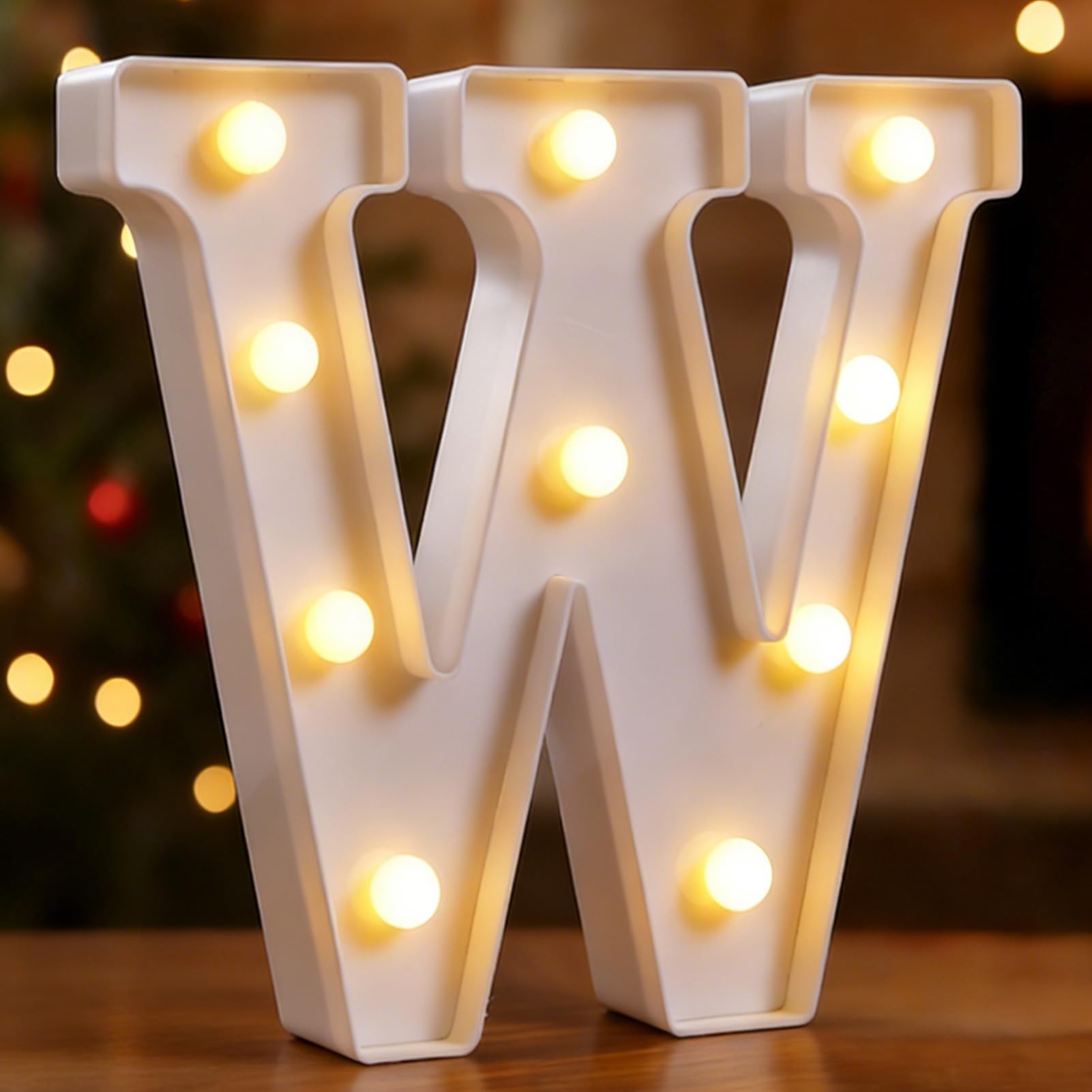 DyingSwan Small Led Marquee Letters, Light Up Letters, 8.58 Inch Led Letter Lights, Battery Powered Lighted Sign for Table, Party, Birthday, Christmas Decor (Letter W)