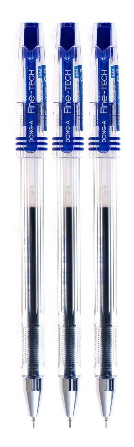 DONG-A Fine-Tech, 0.3mm, Gel Ink Roller Ball Pens, Pack of 3 (Blue)