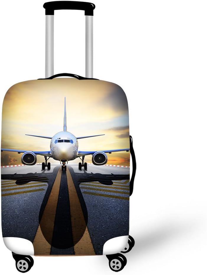 Travel Luggage Cover,3D Airplane Print Elastic Protector Fit 18-30" suitcase
