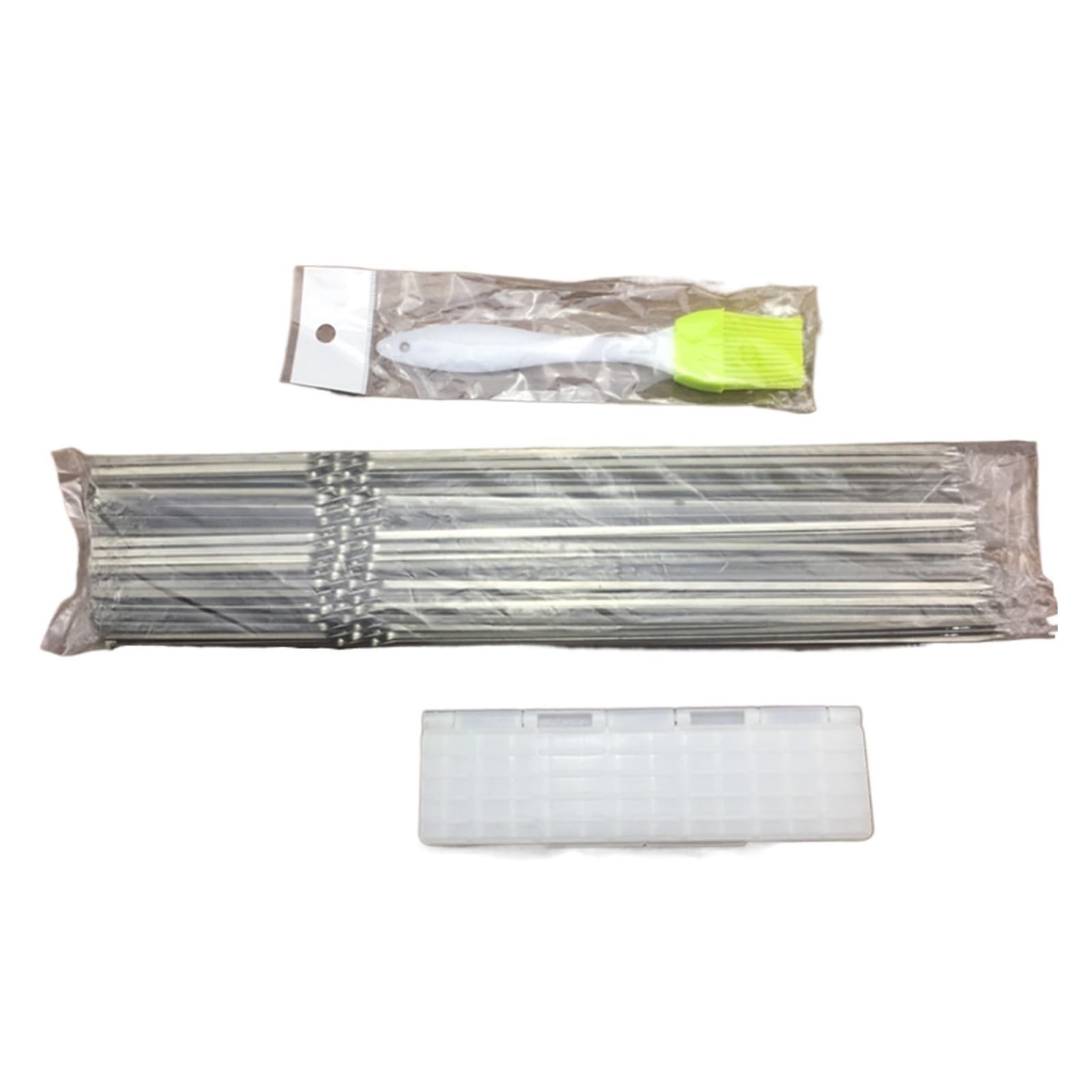 GTHTUHFD 50 Pcs Skewers For Grilling, Stainless Steel Skewer Sticks, Flat Anti-Slip And Wear-Resistant, Reusable Bbq Accessories,size_name-50
