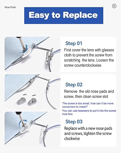 Miniatura 6 de Juego de 5 pares de almohadillas para la nariz para anteojos, kit de herramientas de reparación con cámara de aire, almohadillas de nariz de