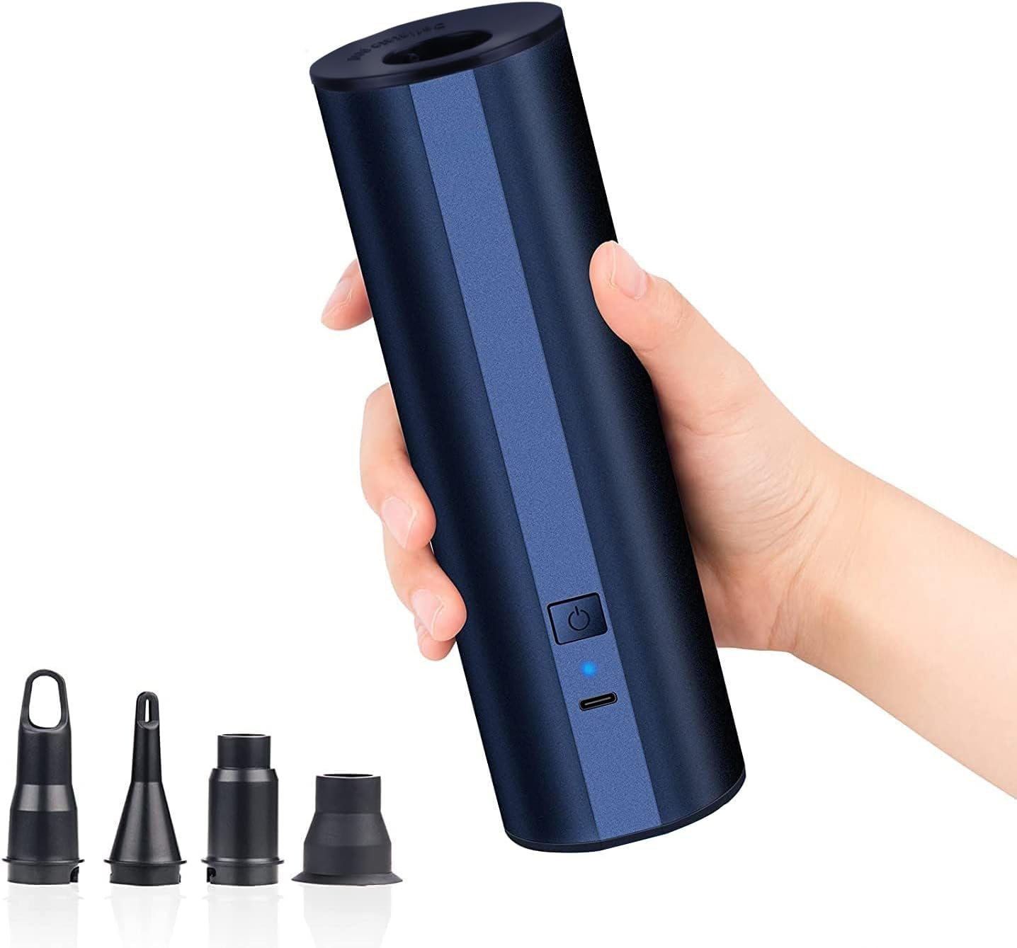 Kabellose Elektrische Luftpumpe mit 2×2000mAh Wiederaufladbarem Akku für Pool, Schlauchboot &amp; Luftmatratze - Schnellfüll Inflator mit 4 Düsen