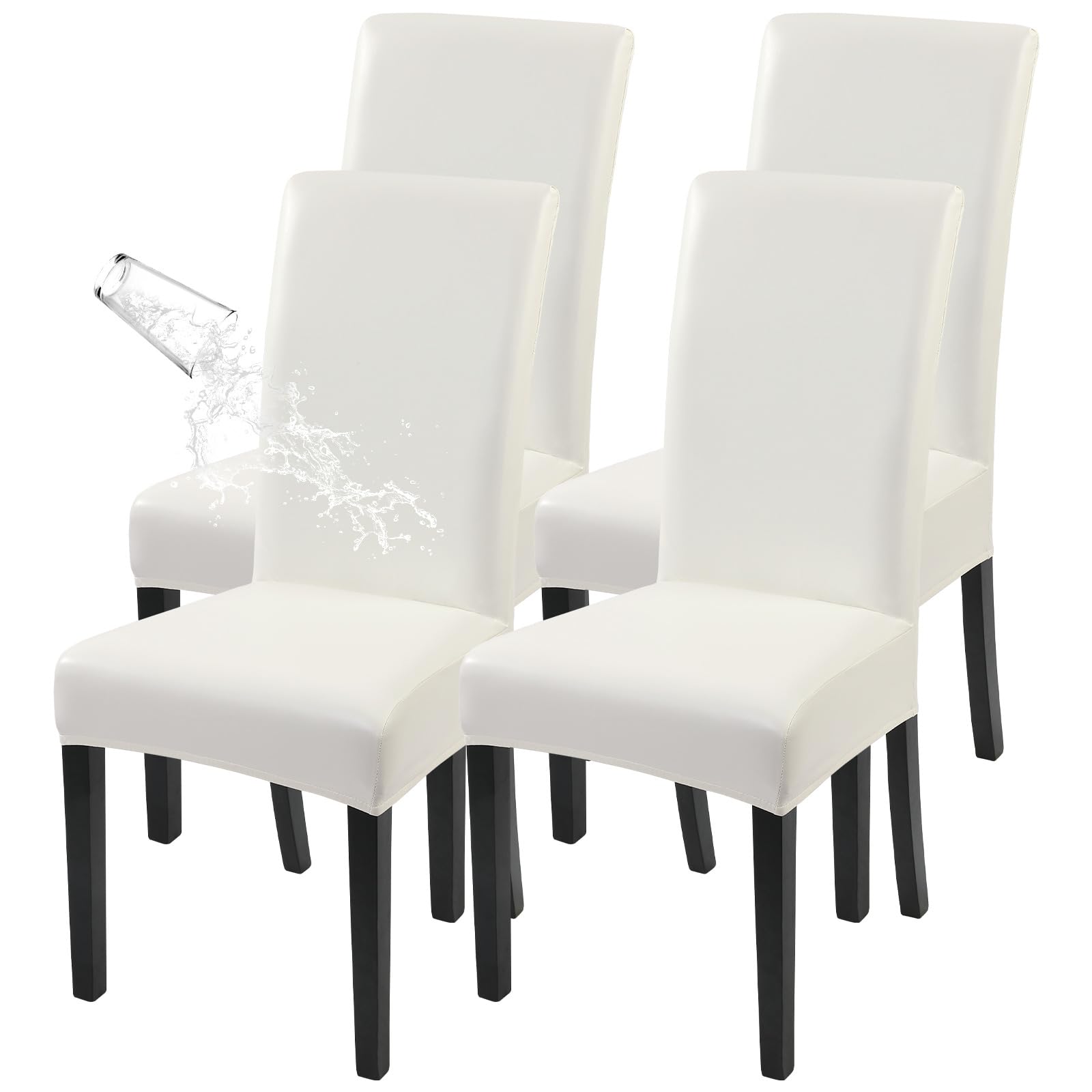 SearchI Waterproof PU Leather Dining Chair Covers Set of 4