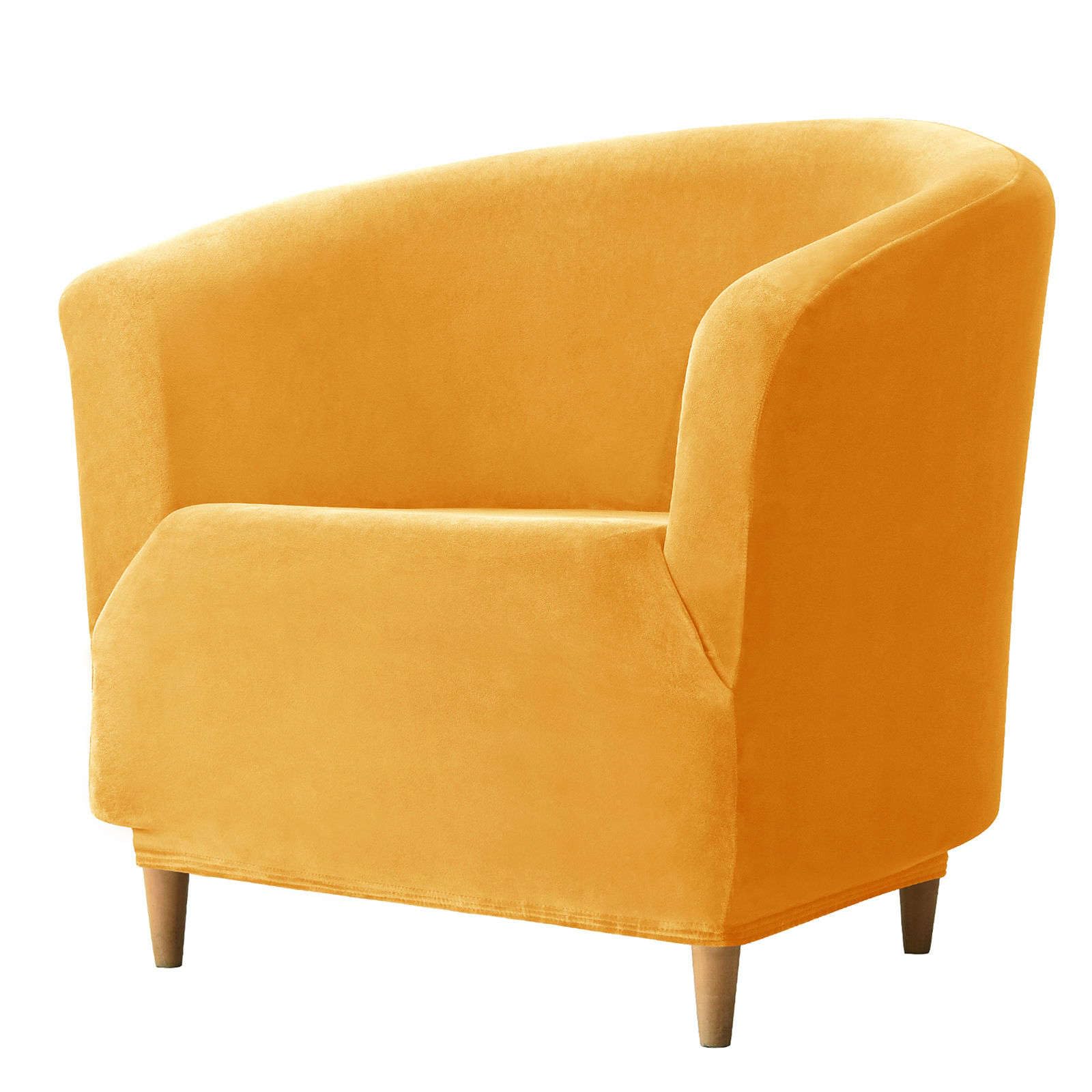 ZRCYXDW Velvet Club Chair Slipcover, Stretch Tub Chair Slipcover Soft Nonslip Wear Resistant Tub Chair Cover Machine Washable for Living Room-Yellow-1 Piece