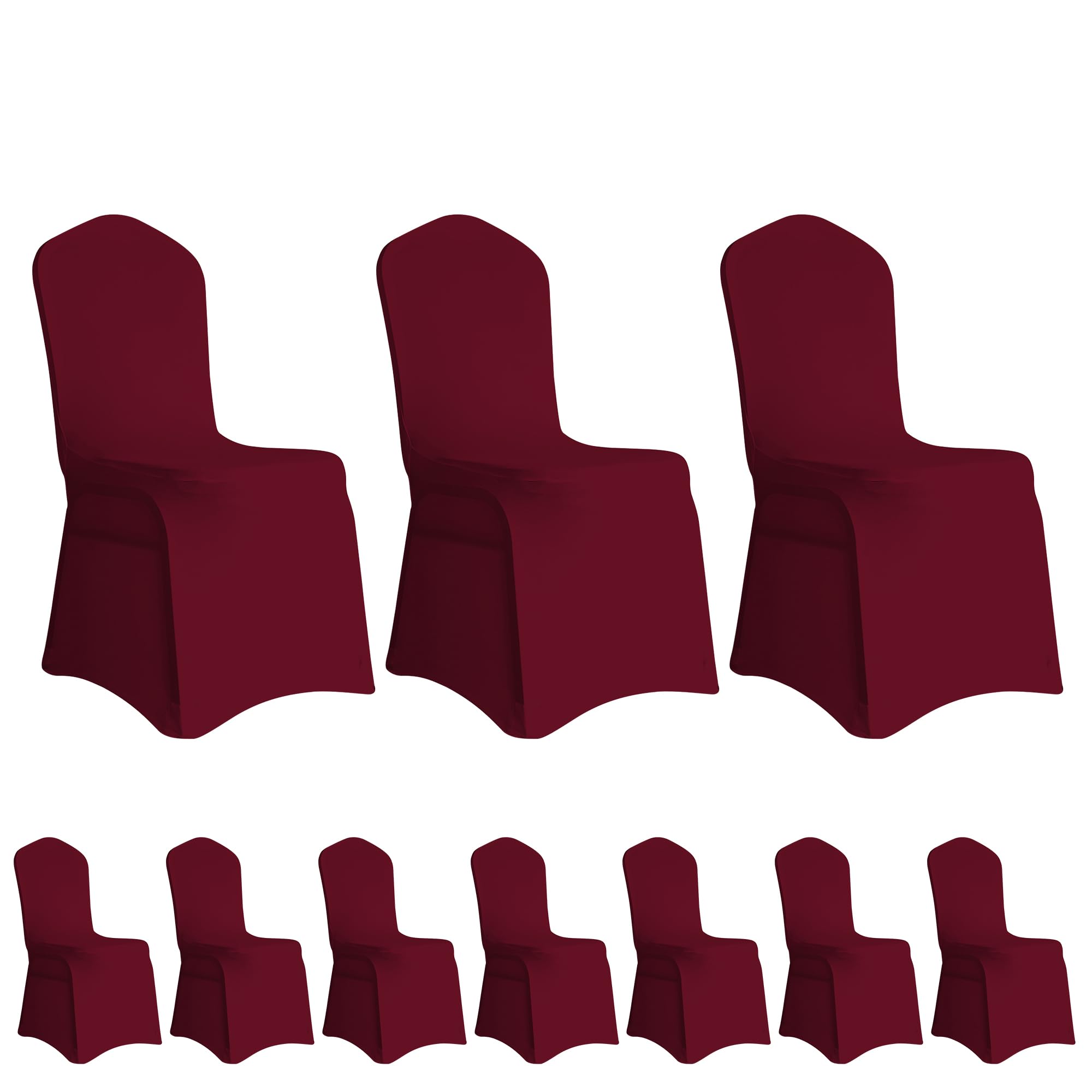 Housse de chaise bordeaux extensible lot de 10 pour mariage et banquet