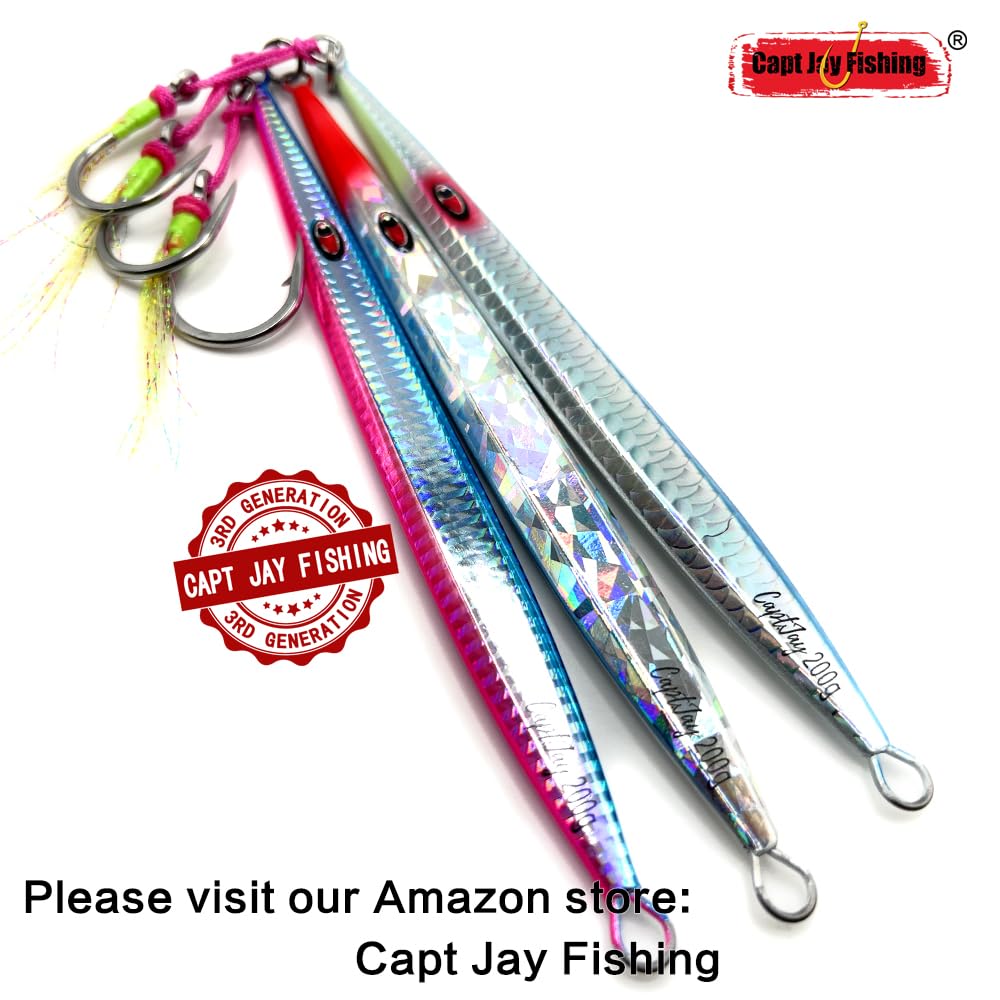 Capt Jay Fishing Saltwater jigs Speed Jigging Slow Jigging Pitching Lures, Vertical Jigging Artificial Lures Jigging Lure Fishing Jigs