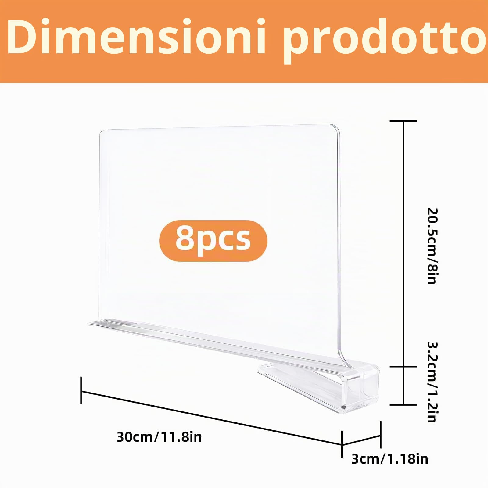 DYUEE Divisori in acrilico per armadi, confezione da 8 organizer trasparenti per armadio, organizer per borse e librerie, separatori per borse, vestiti, maglioni, asciugamani, uffici