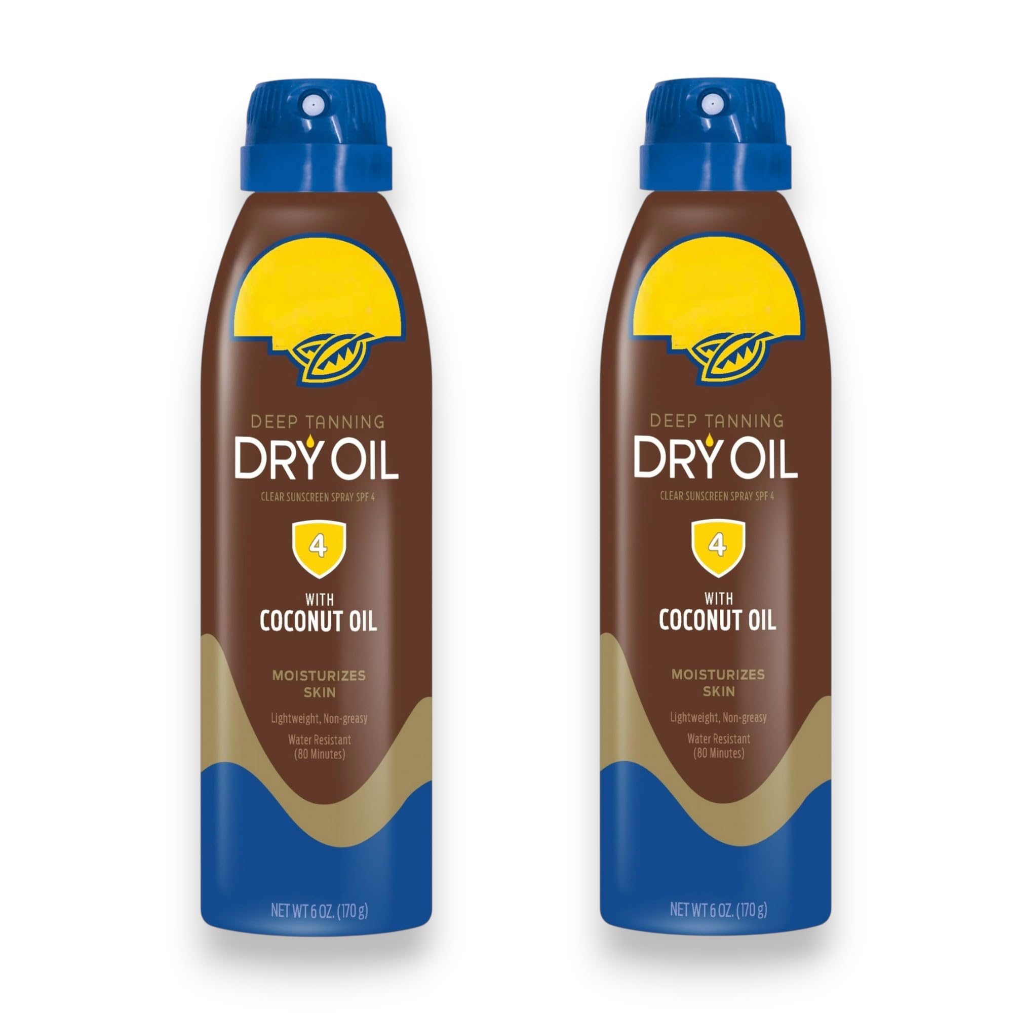 Deep Tanning Dry Oil Sunscreen Spray SPF 4 With Coconut Oil Lightweight Non-Greasy Formula Moisturizes Skin Water Resistant