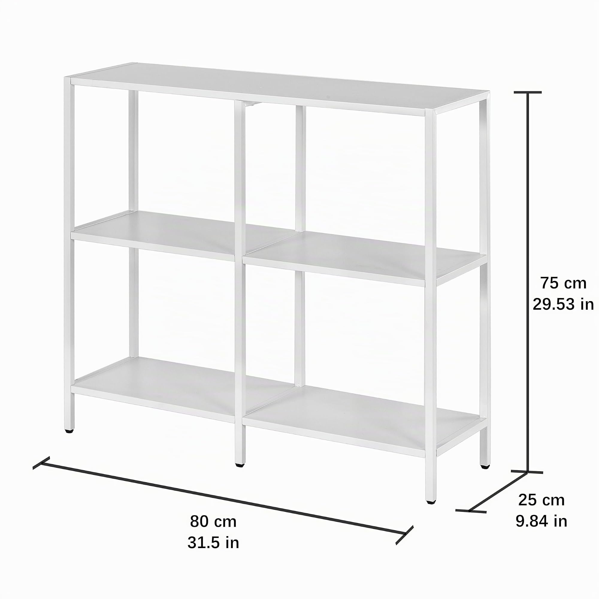 HDANI Table Console en Métal 80cm avec 3 étagères de Rangement,Petite Table de canapé,Table Console étroite,Style Moderne,Adaptée à l'entrée de la Table du Salon,Chambre à Coucher,Blanc