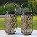 Gadgy Farolillos Solares Exterior Oriental | Juego De 2 | Linterna Jardin LED | Lamparas Para Terraza, Balcón O Mesa | Farolillo de Metal Negra Y Dorada