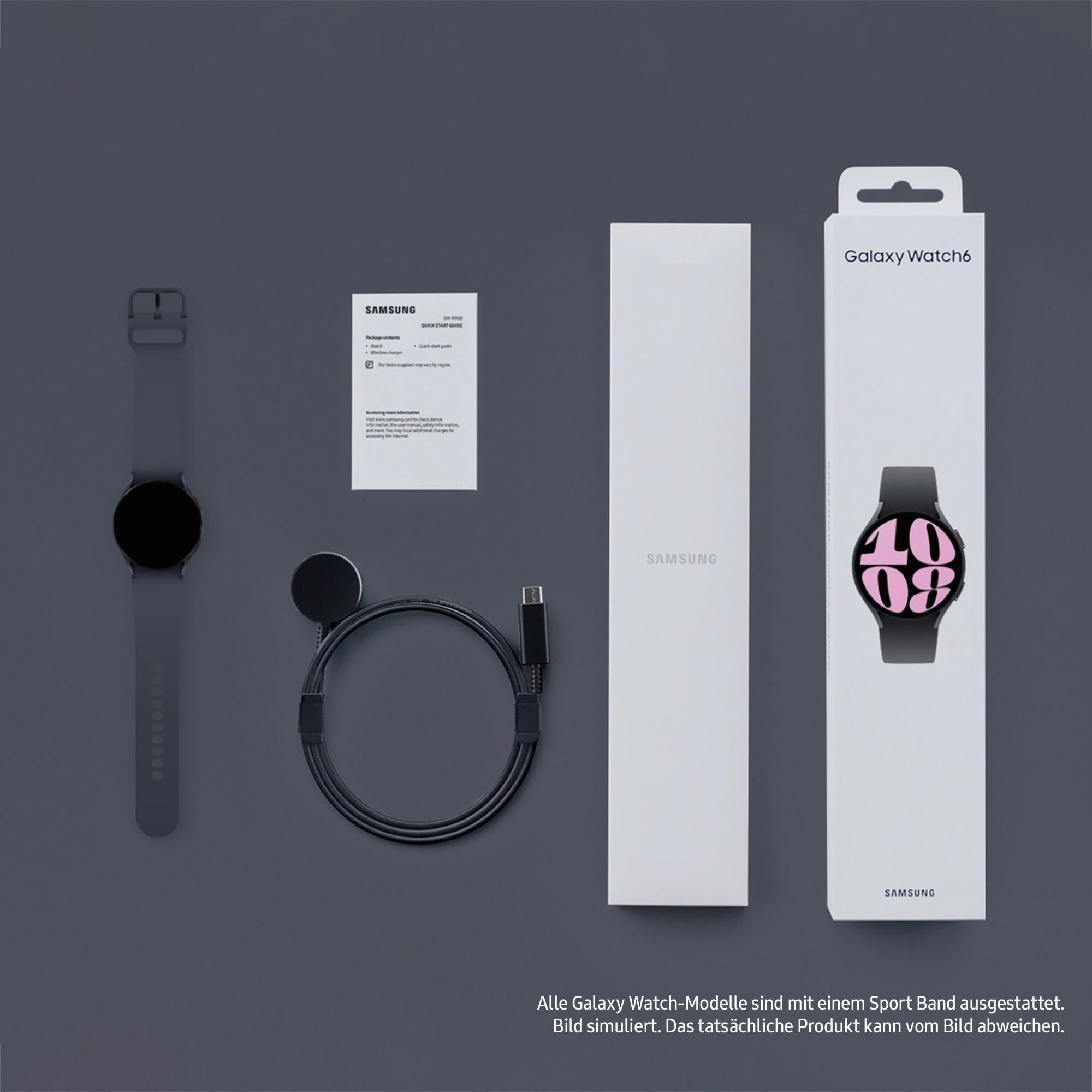 Samsung Galaxy Watch6 Smartwatch, Gesundheitsfunktionen, Fitness Tracker, LTE Smartwatch, 40 mm, Graphit, Inkl. 36 Monate Herstellergarantie [Exklusiv bei Amazon]